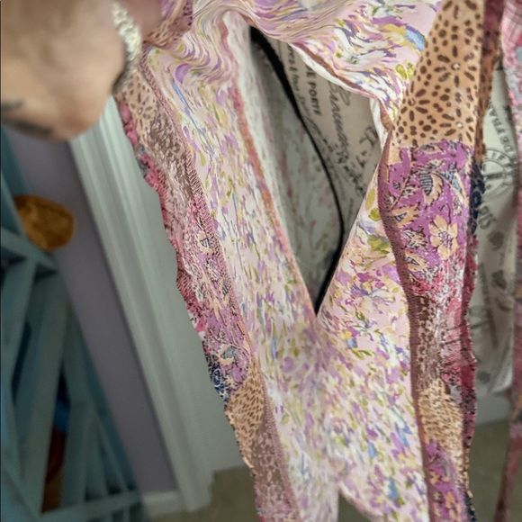 Mystree Floral Patchwork Kimono Top - Pink and Cream - Picture 2 of 4